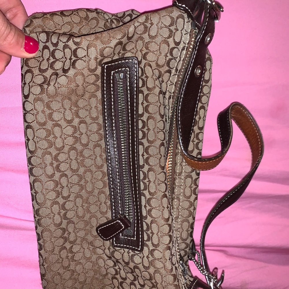 classic coach shoulder bag, brown